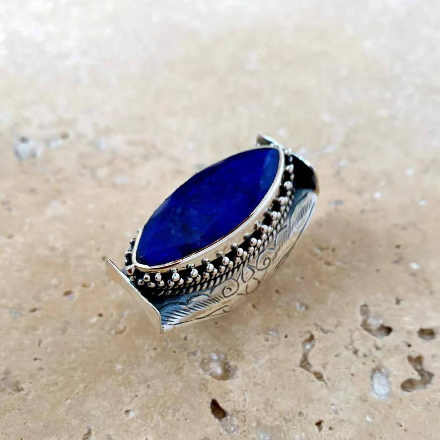 Sapphire Quartz Ring with elegant marquise gemstone- Devani