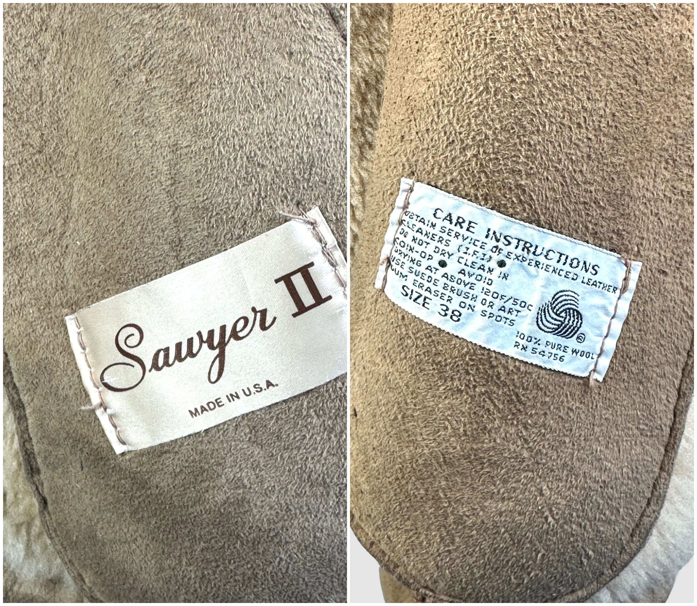 SAWYER II  1970s Shearling Bomber Jacket  Small Mens 38