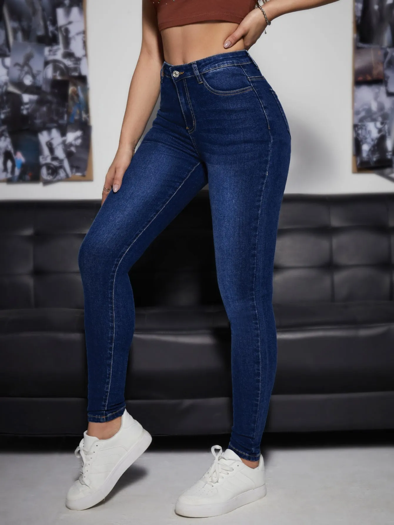 Slant Pocket Skinny Jeans