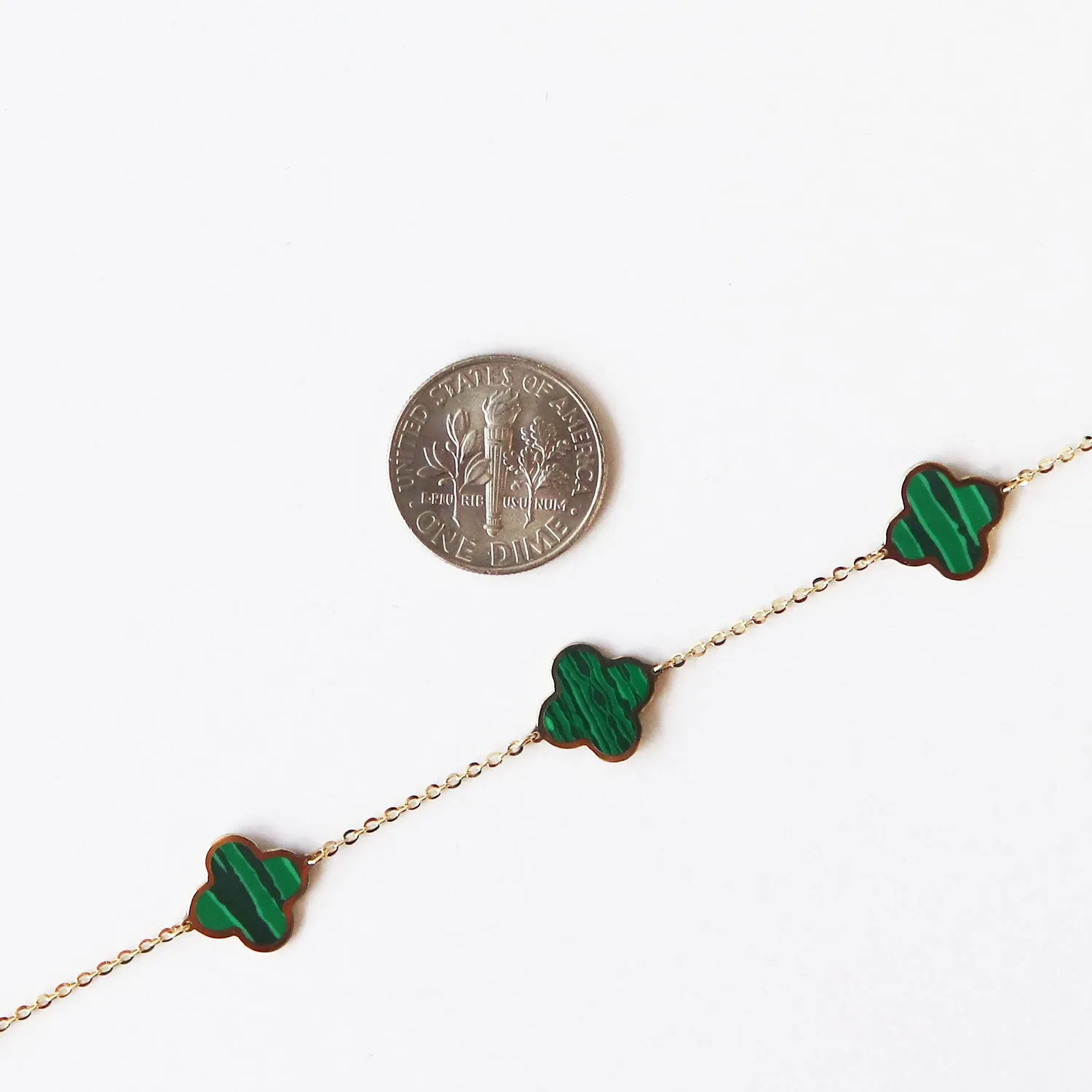 Small Malachite Clover Necklace