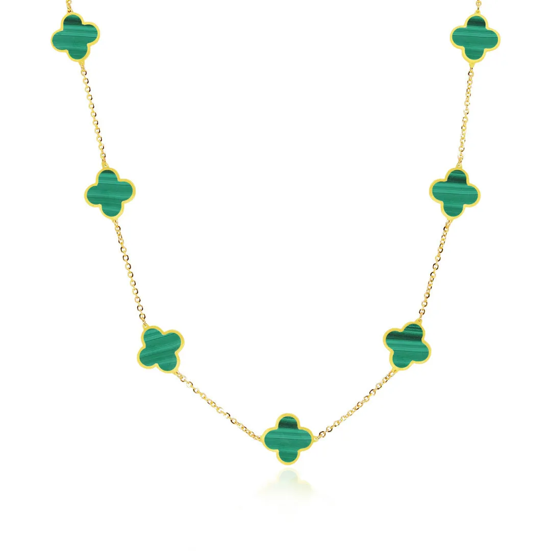 Small Malachite Clover Necklace