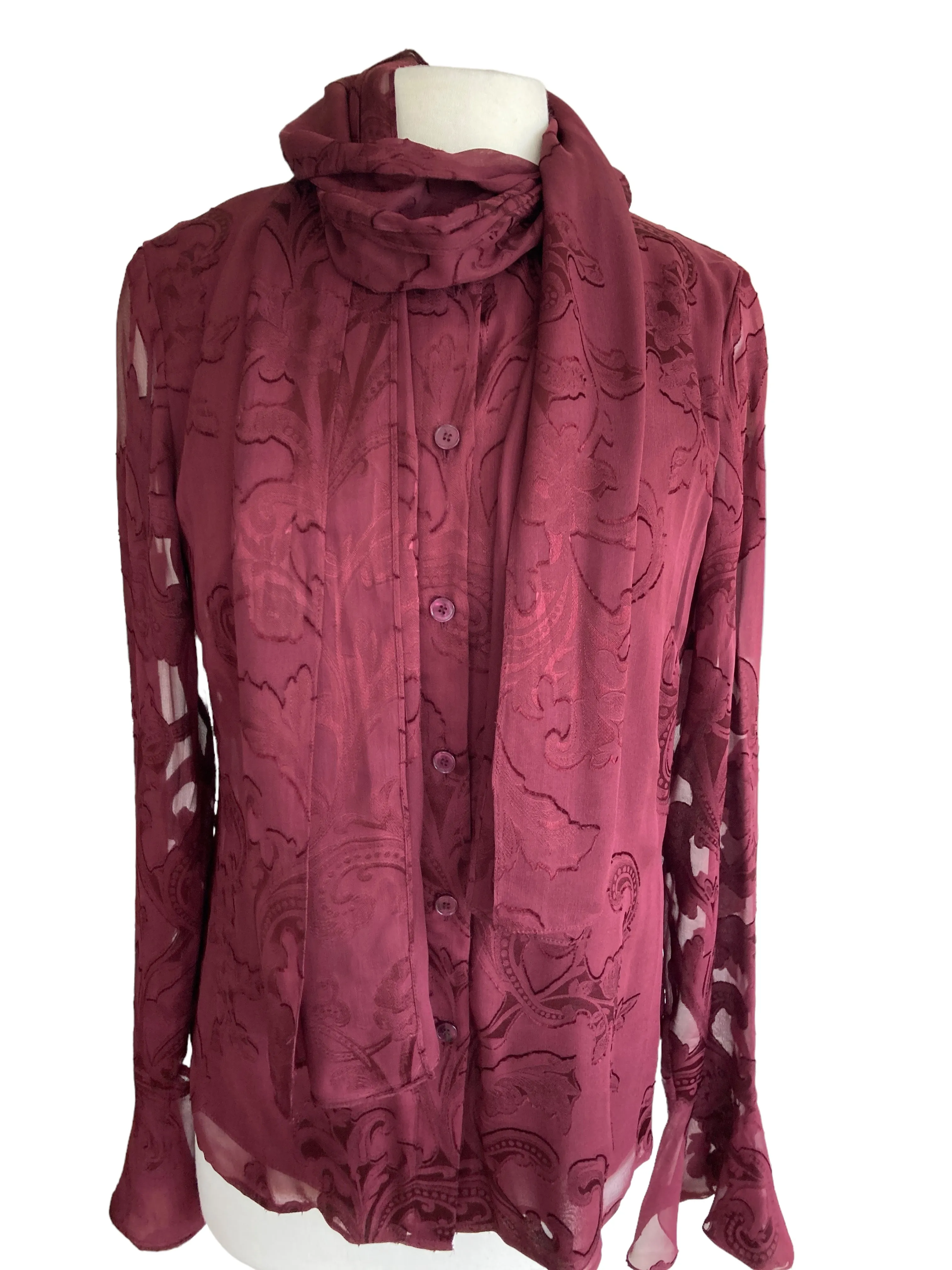 St. John Maroon Top and Scarf, 6