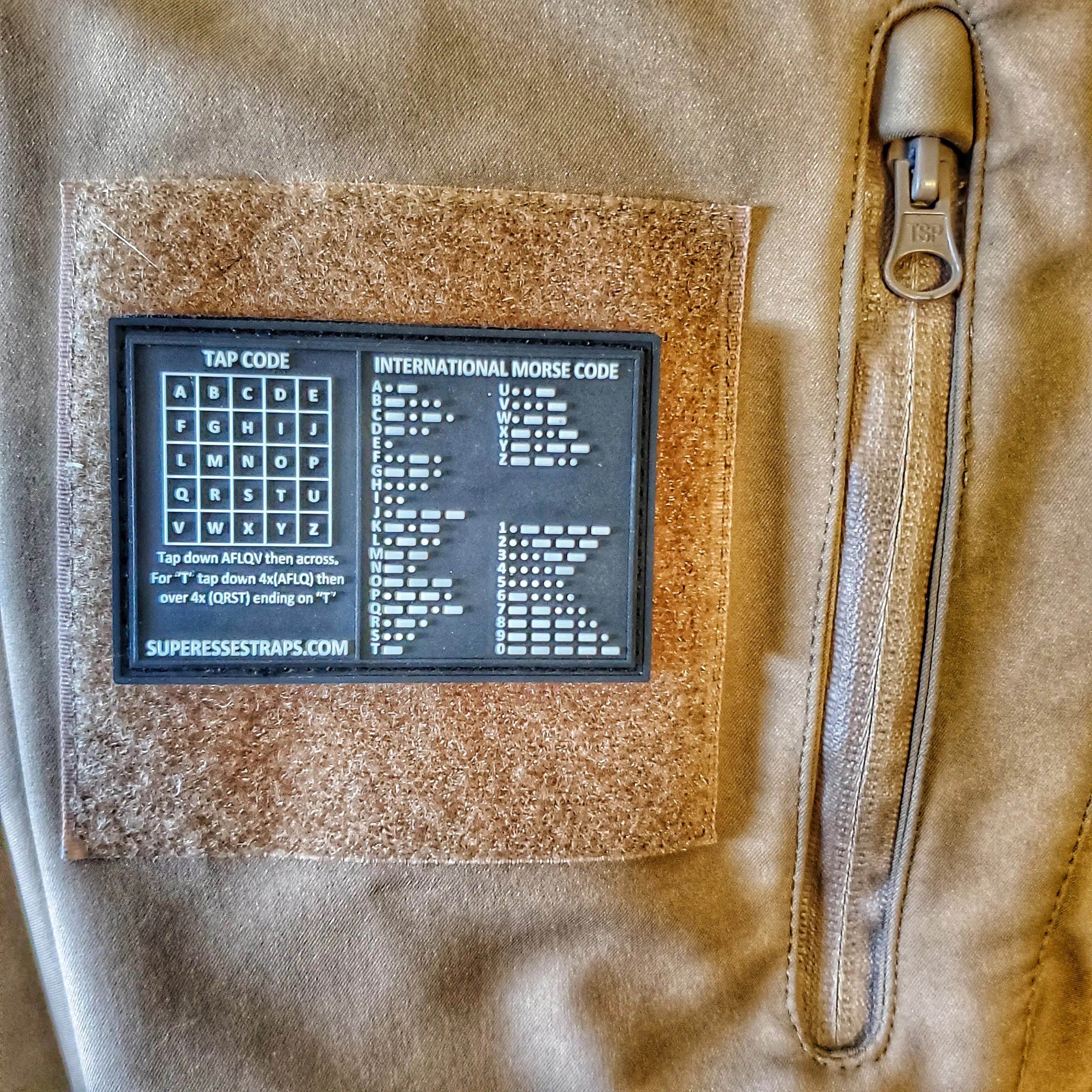 Storage Pocket Patch: Morse and Tap Code