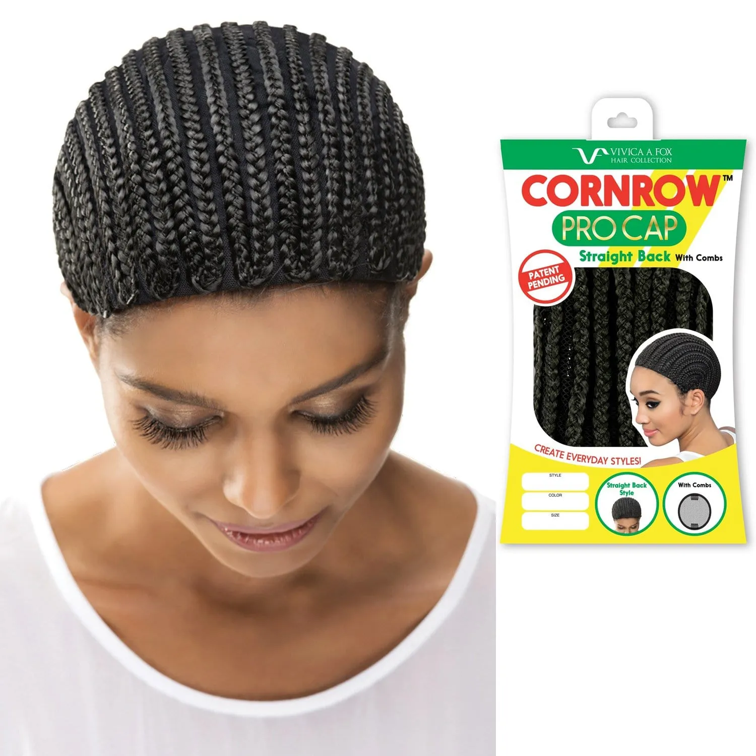 STRAIGHT BACK CORNROW CAP WITH COMBS | Synthetic Pro Cap