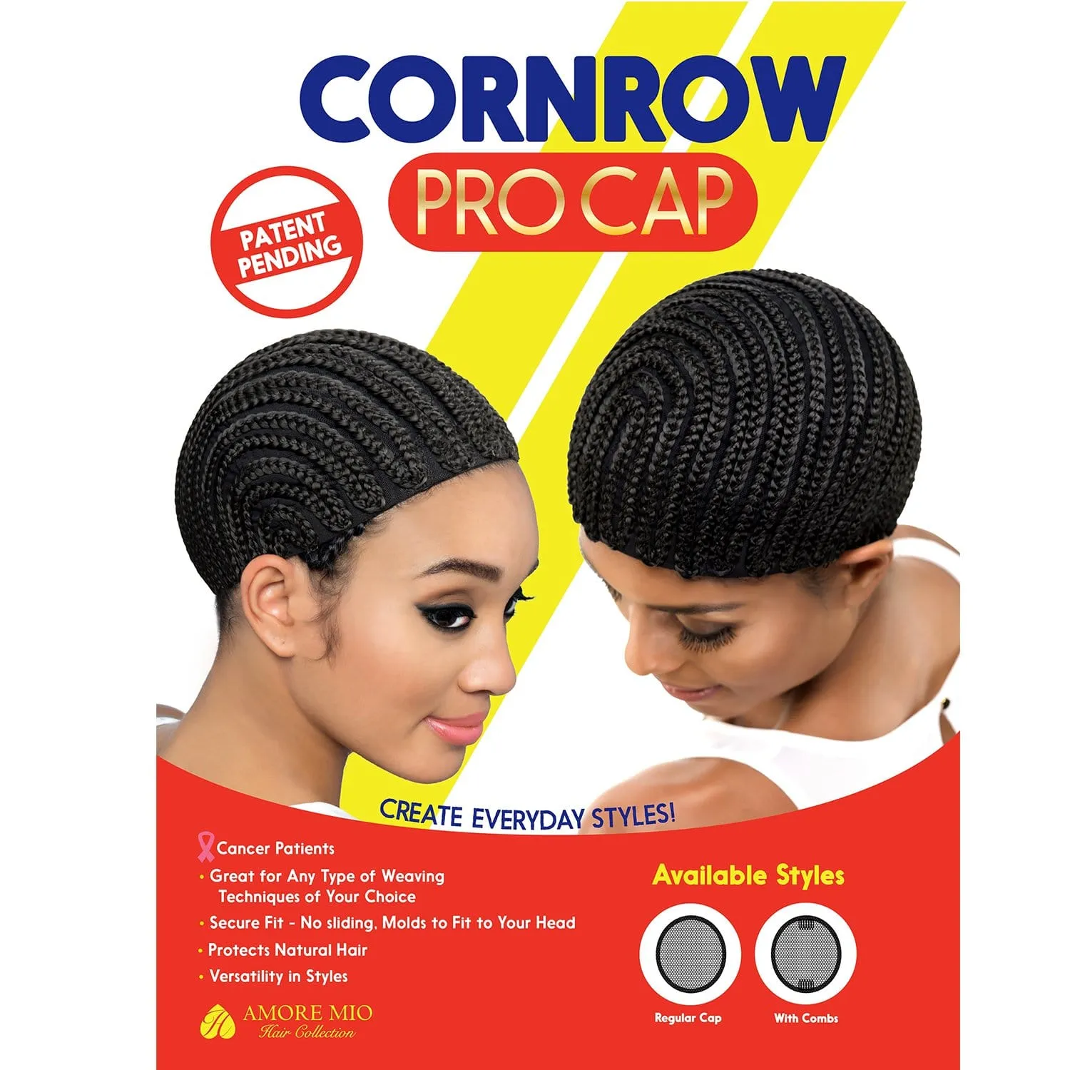 STRAIGHT BACK CORNROW CAP WITH COMBS | Synthetic Pro Cap