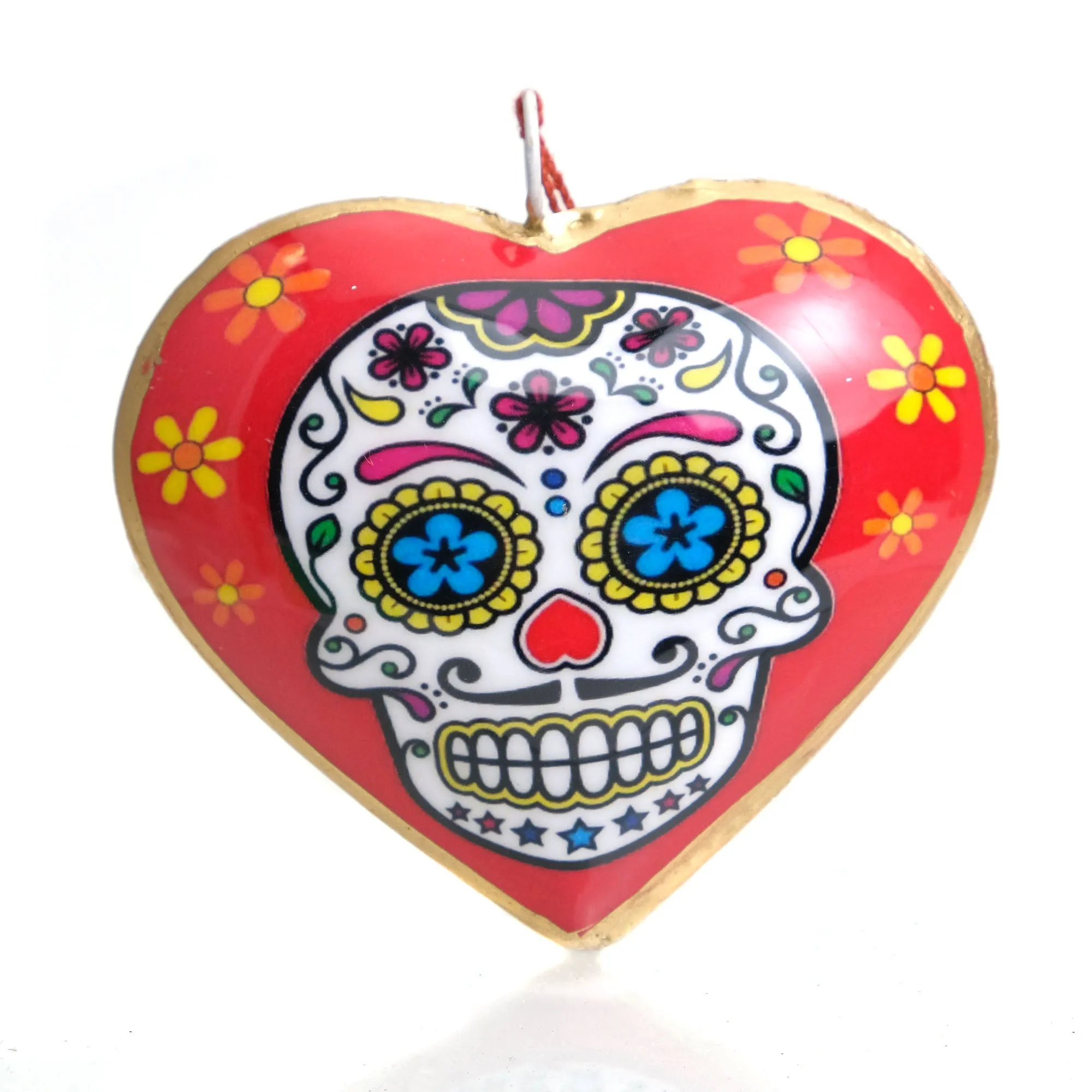 Sugar Skull Heart Ornament