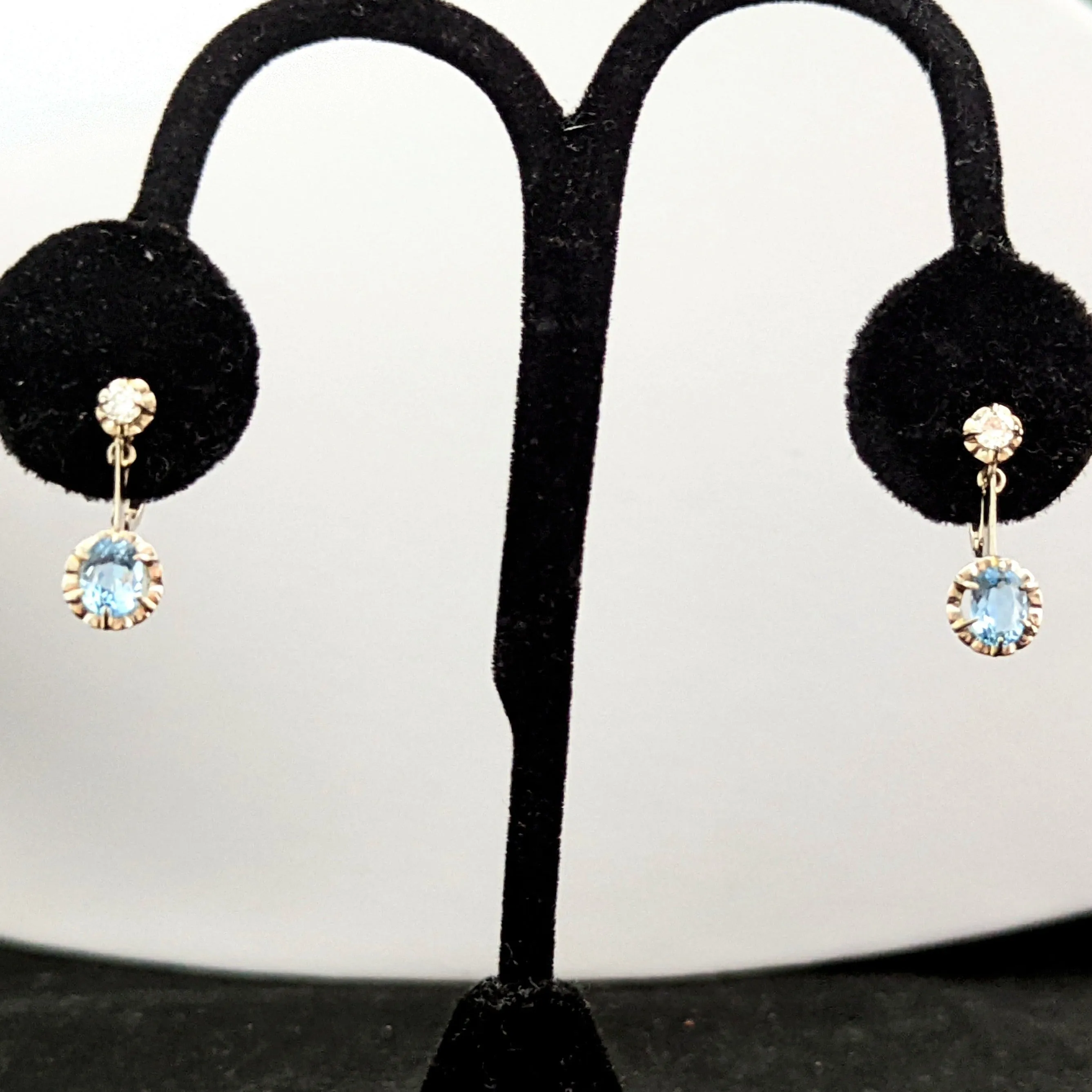 The Renton - Vintage Aquamarine Diamond Platinum Earrings