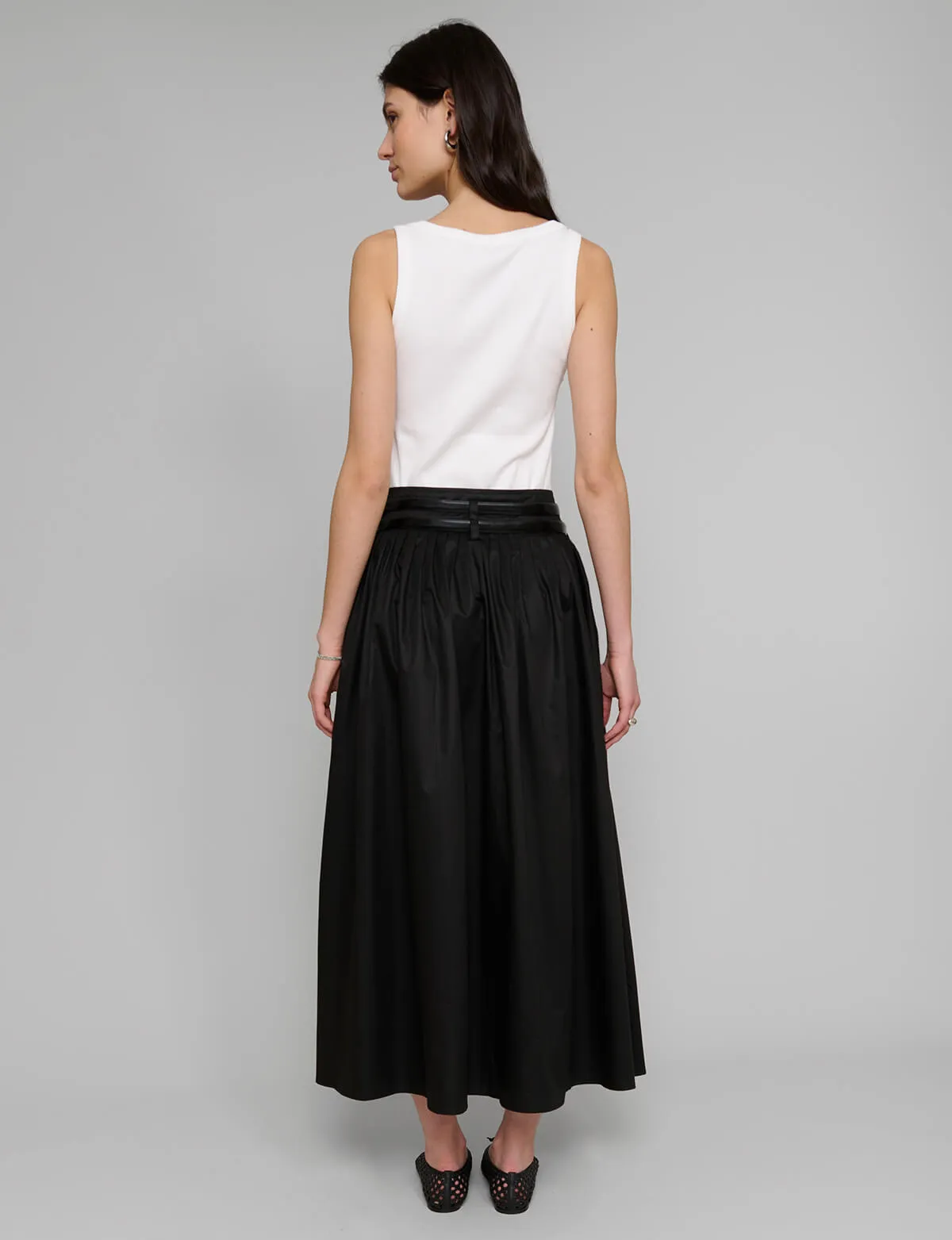 Thea Black Double Belted Maxi Skirt-PREORDER