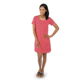 Top It Off T-Shirt Dress - Hot Pink and White