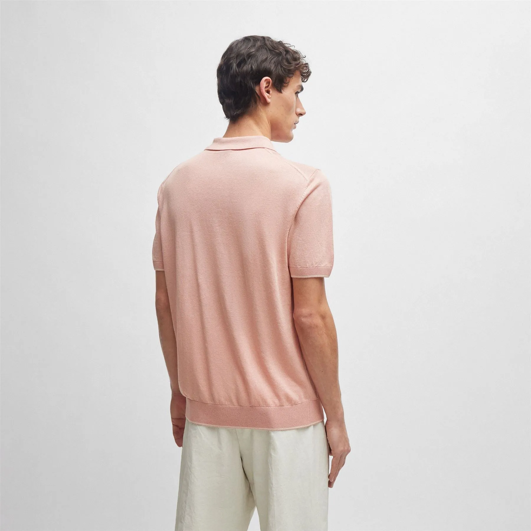 Trieste Regular Fit Linen Polo Open Pink - SU24