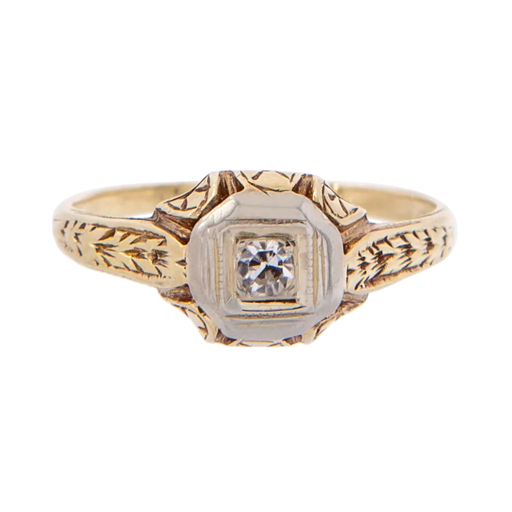 Two-Tone Art Deco Diamond Ring