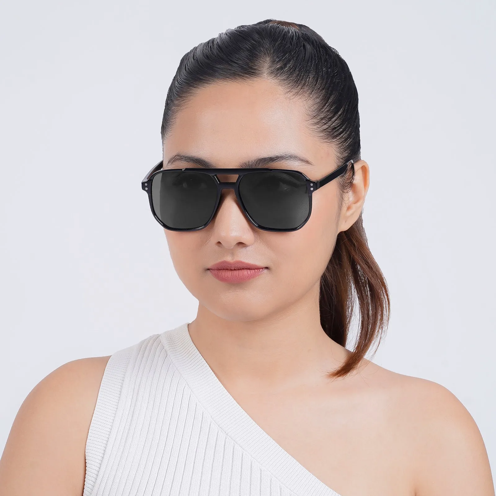 Urbana Black Rectangular Aviators