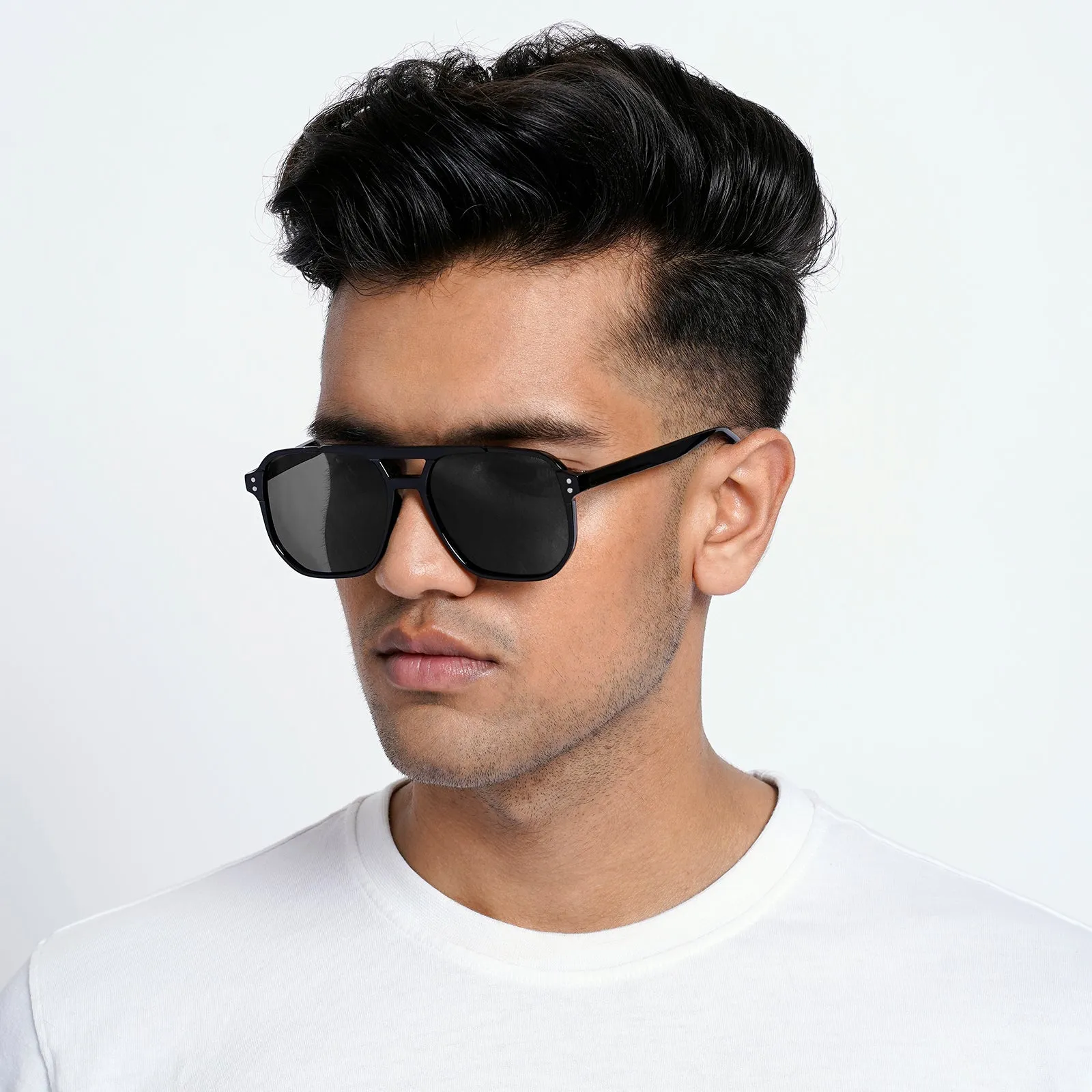 Urbana Black Rectangular Aviators