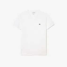 V-NECK COTTON T-SHIRT (WHITE) - LACOSTE