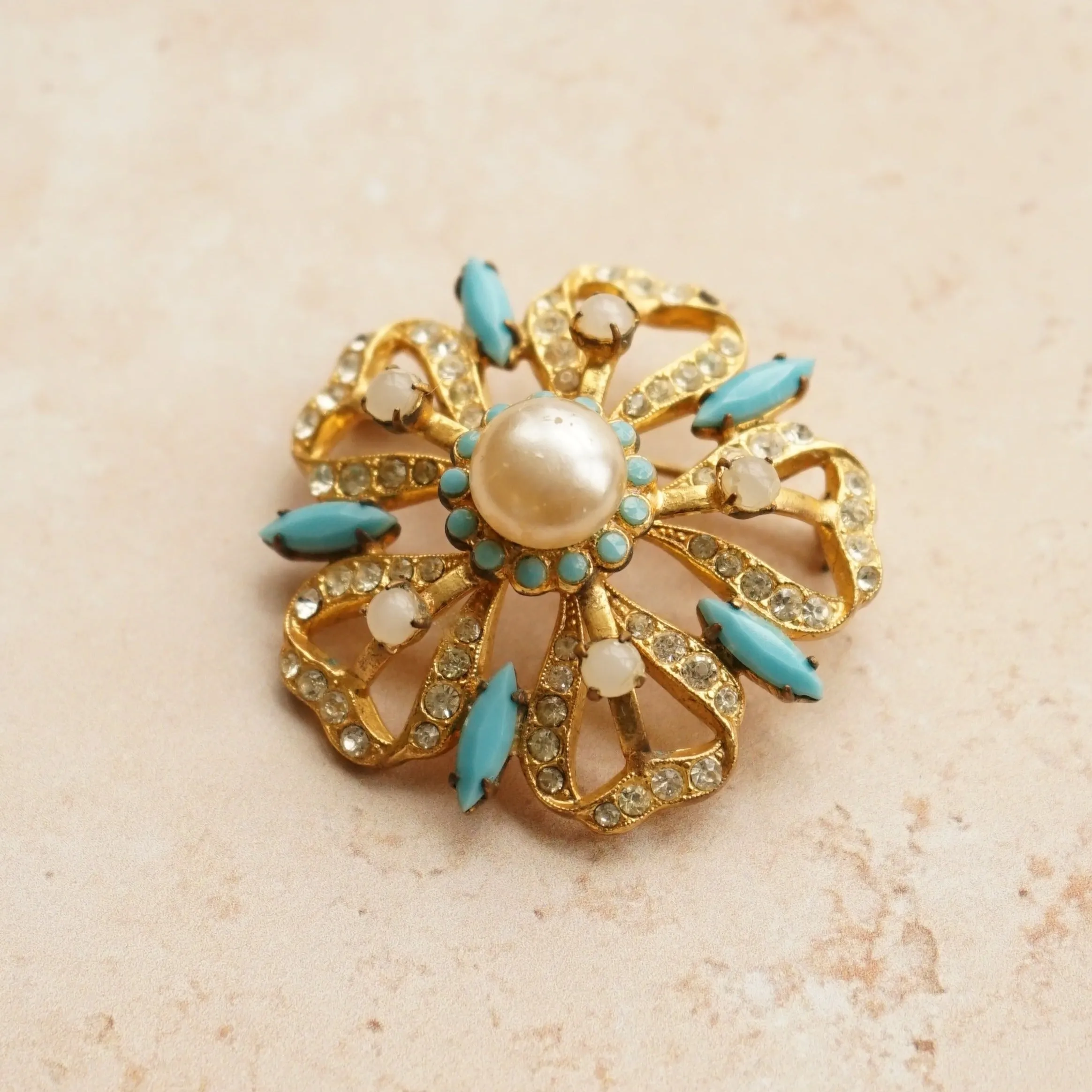 Vintage Embellished Floral Brooch