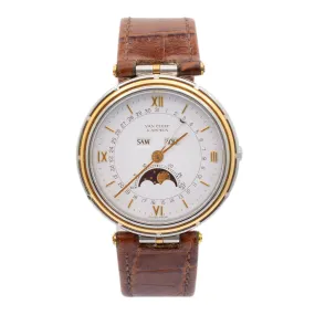 Vintage Van Cleef & Arpels la Collection Moonphase 35001 35MM Stainless Steel 18K Yellow Gold Watch