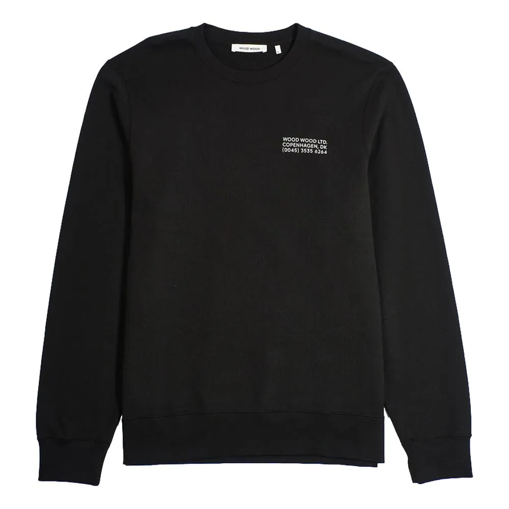 WOOD WOOD HUGH INFO SWEATSHIRT-BLACK