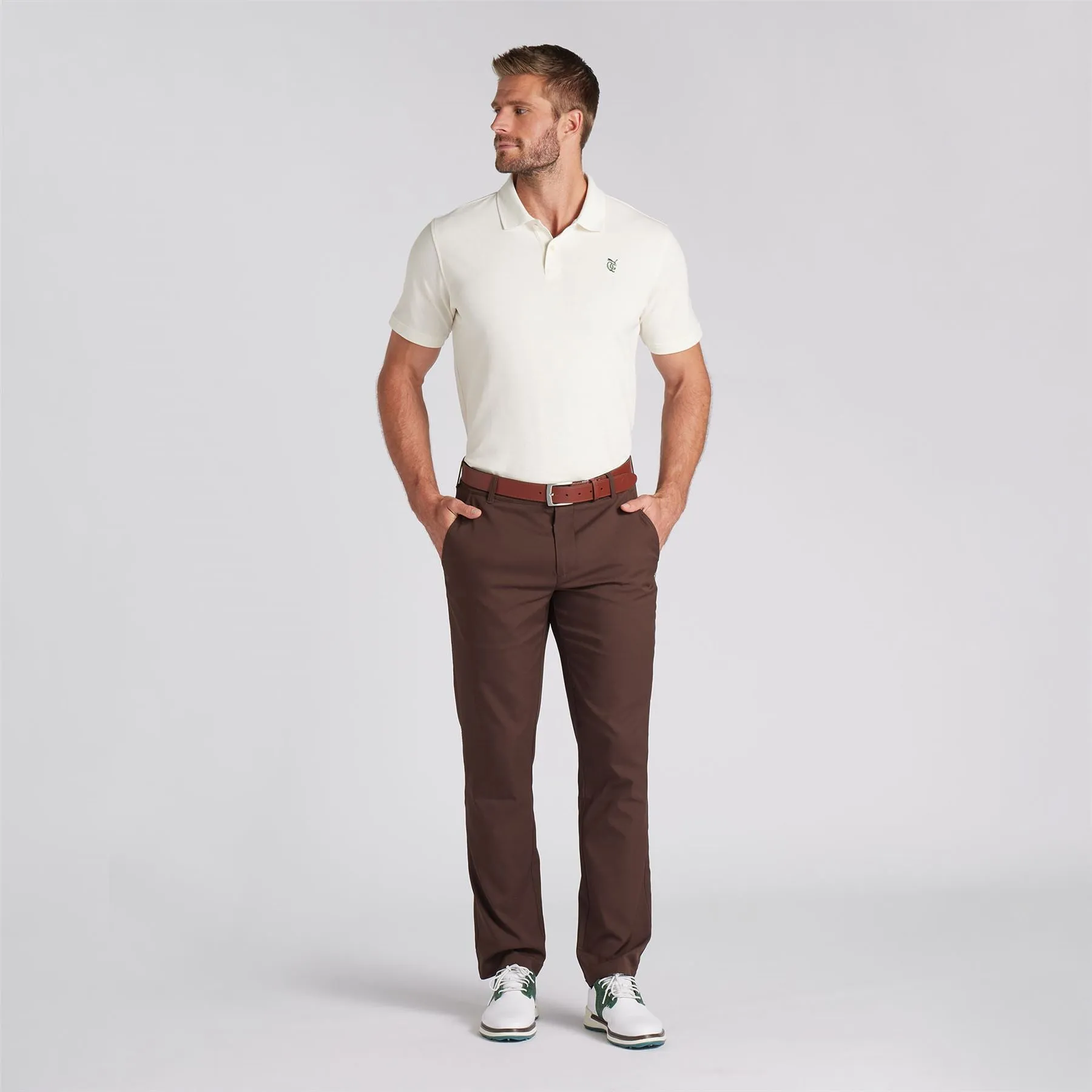 x QGC Post Round Polo Warm White - SS24